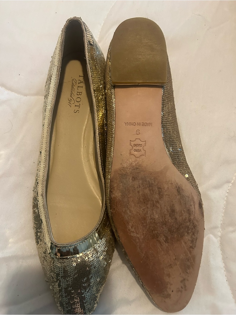 Talbots Gold Sequin Ballet Flats